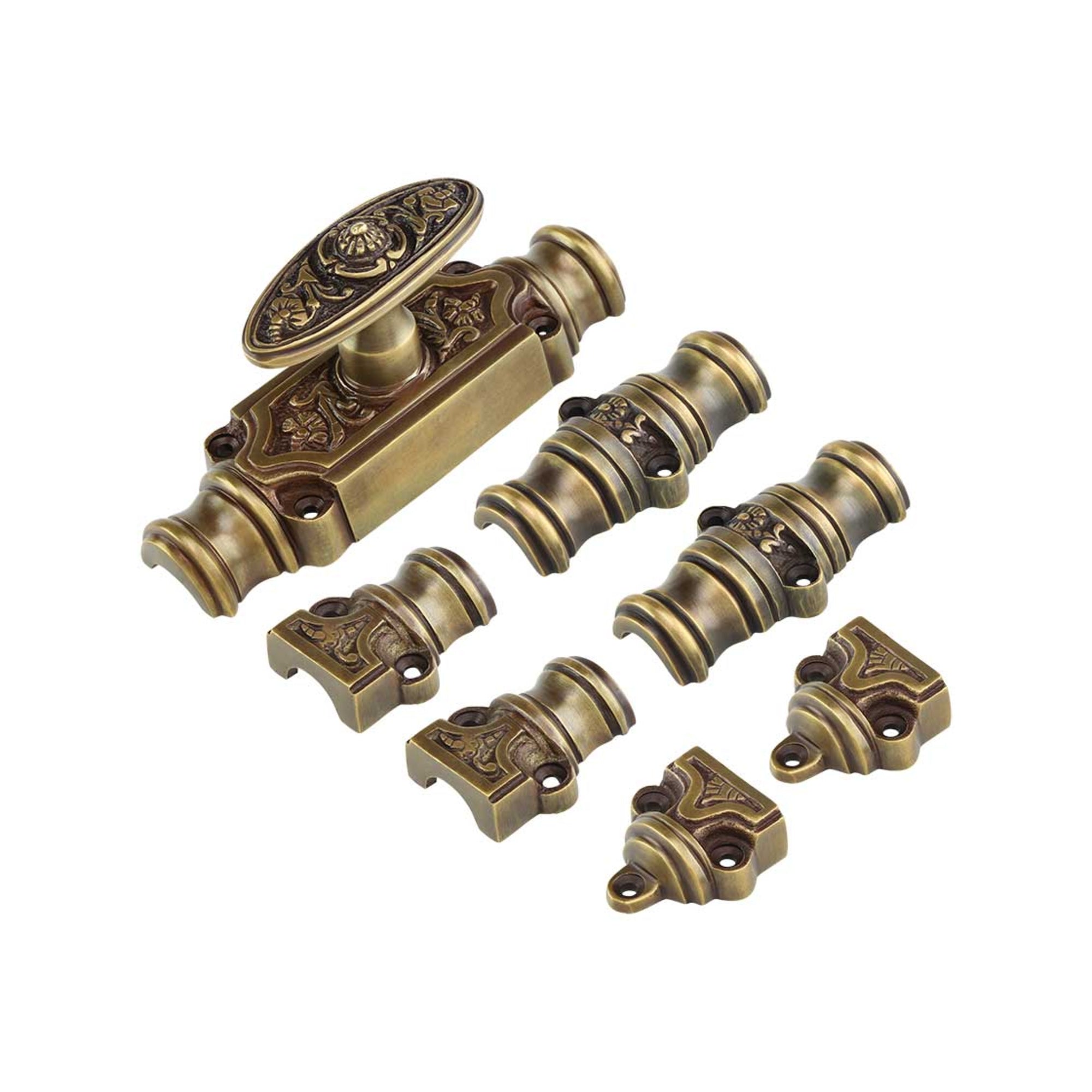 Hamilton Brass Dalston Door Brass Espagnolette Bolt or Cremone Bolt 9 feet Antique Satin Brass Unlacquered Upto 9' Doors