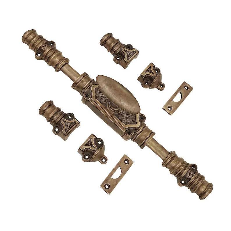 Hamilton Brass Stepney Door Brass Cremone/Espagnolette Bolt 9 feet Antique Brass Lacquered Up to 9 feet Doors